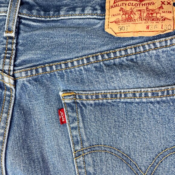 Levi's Men's 501 Blue Jeans Meas. 35x28.5" Button-Fly 100% Cotton Made in Mexico - Picture 14 of 16
